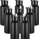 VEGOND 32 oz Insulated Water Bottle Bulk Stainless Steel Metal Water Bottles with Leak Proof Straw Lid & Spout Lid, Wide Mouth Double Walled Vacuum Travel Sports Bottle, 8 Pack