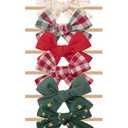 doboi 6PCS Christmas Baby Girls Headbands Hair Bows Star Nylon Cotton Linen Hairbands Fine Handmade Hair Accessories for Newborn Infant Toddlers Little Girls