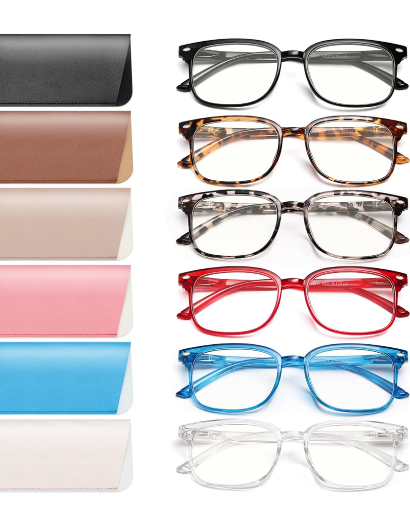 NOVIVON 6 Pack Reading Glasses for Women, Reading glasses men, Blue Light Blocking Readers, Computer eye glasses, Cheaters, +1.50