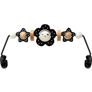 TinlyFinly Baby Bouncer Toy Bar Wooden Compatible with Baby Bjorn Bouncers, Bouncer Toy Attachment Tight and Secure Fit, So Fun to Watch, Touch and Spin for Babies All Ages (Black and White Flower)