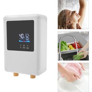 Electric Tankless Water Heater, 4500W 110V Instantaneous Water Heater, 5.7 x 2.8 x 8.5 In, with Thermostat Function, Dual Control Methods, Fast Heating, 86-131Controllable Temperature