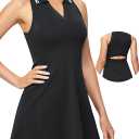 IUGA Tennis Dress for Women Golf Dress with Shorts Underneath Workout Athletic Dresses Built-in Bra Sleeveless Polo Dresses (Large, Black)
