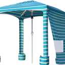 AMMSUN Beach Cabana, 6.5'x6.5' Beach Canopy, Easy Set up and Take Down, Cabana Tent with Sand Pockets, Instant Sun Shade with Side Wall, Turquoise