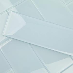 Lovdeco Soft Blue Glass Subway Tile, Glass for Bathroom Kitchen Shower Backsplash Wall, 4 x 12 Inches, 4 Sq.Ft.