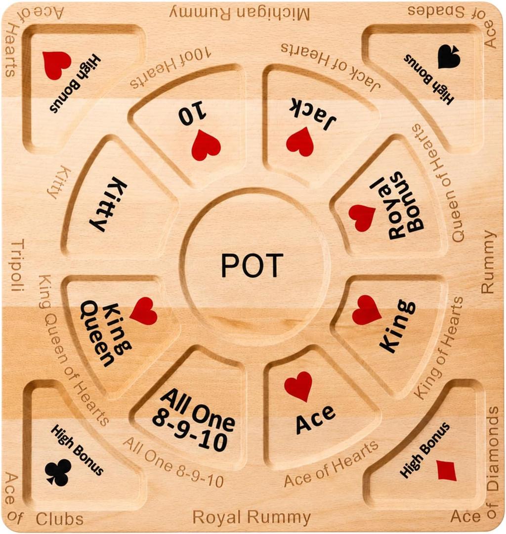 Rotating Solid Beechwood Michigan Rummy Play Mat, 16" x 16", 16 x 16 x 0.8 inches