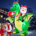10 Ft by 10 Ft Christmas Inflatable Santa Claus Riding on Dinosaur with Wings Gift Box Pterosaur Outdoor Decor Built-in LED Lights, Blow up Xmas Dragon Inflatable Yard Party Lawn Holiday Garden Decor