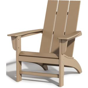 Poly Lumber Adirondack Chair, All-Weather Resistant Outdoor Patio Chairs, Look Like Wood, Pre-Assembled Outdoor Fire Pit Chair for Pool, Deck, Backyard, Garden, Weather Wood