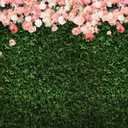 10x8ft Greenery Grass Wall Backdrop Pink Flower Floral Lawn Leaves Valentine's Mother's Day Spring Tea Party Bridal Shower Background Wedding Miss to Mrs Birthday Banner Photo Booth