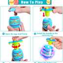 Easter Basket Stuffers for Kids-6 Packs Light Up Spinning Tops Toys with Music Easter Gifts Toys for Kids Toddlers Easter Eggs Fillers Easter Basket Essentials