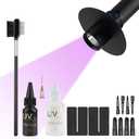 UV Glue Hair Extensions Big Power 20W UV LED Lamp Hair Extension System Tool Kit Stonger UV LED Bubbles 20g UV Glue with Hair Bonding Glue Remover Anti-UV Shield Guards