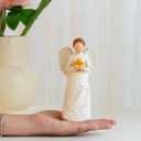 6.1 Inch Resin Angel Statue Holding Yellow Crystal Cross - Handcrafted White Religious Figurine, Christian Sympathy Gift for Women, Healing Home Decor for Easter Thanksgiving Christmas