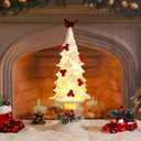 Acrylic Christmas Tree for Night Light, Mini Christmas Tree Light Up Tabletop Xmas Crystal Tree Decor with Home Decor Battery Powered LED Lights for Tabletop, Centerpieces, Kitchen, Gift, Indoor (1ft 1in)