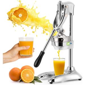 Manual Juicer Hand Press Professional Citrus Juicer Countertop Metal Orange Lemon Pomegranate Squeezer for Commercial Home Restaurant Use( Stainless Steel Heavy Duty Extra Large 7.4*9.8*19.3")