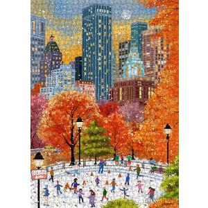 Fall Central Park Puzzles 1000 Pieces for Adults, Fun Fall Winter Snow Jigsaw Puzzle, Autumn Art Puzzle Collage as Home Decor