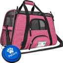 PetAmi Airline Approved Pet Carrier for Cats & Small Dogs, Soft Sided TSA Travel Carrier Bag Sherpa Bed, Breathable Mesh Ventilation, Collapsible Bowl, Fit Under Seat, Up to 18 lbs, Large Heather Pink