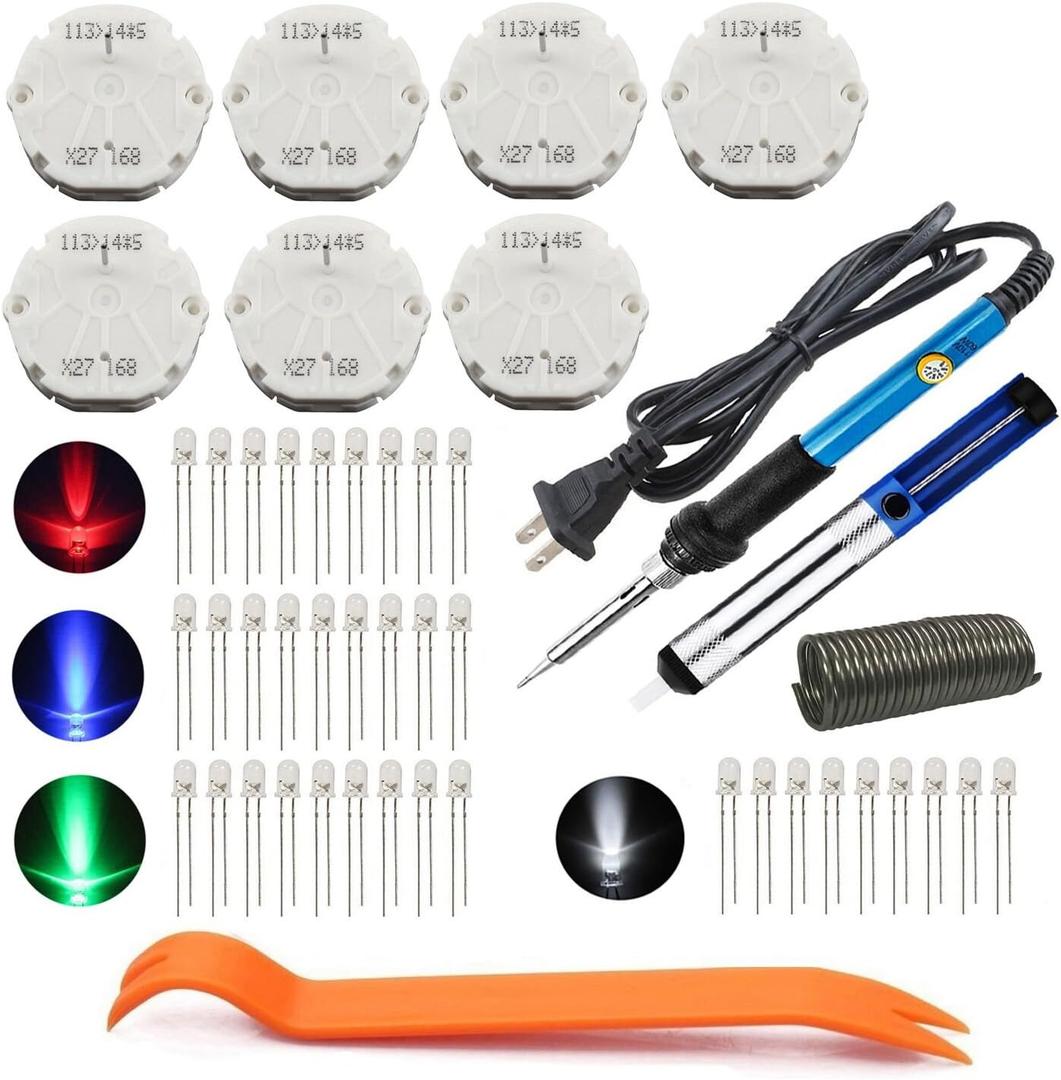 Zinger Instrument Cluster Gauge Stepper Motor Repair Kit X27 168 Fits 03-06 GM Chevy Silverados Tahoes Yukons(7Motors+36Led Light Bulbs+Soldering Iron+Solder Sucker+Remove Tool+Flux Rosin Core)