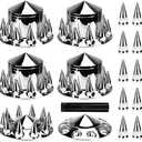 Youxmoto Chrome ABS Complete Axle Cover Set, 2 Front and 4 Rear with Hub Caps and 33mm Screw-On Spiked Lug Nut Covers for Semi Trucks