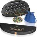 Wooden Mancala Board Game Set, Classic 2-Player Folding Game, Fun Classic Table Game with Solid Wooden Board for Adults (Black)