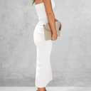 PRETTYGARDEN Women's Summer Bodycon Maxi Tube Dress Ribbed Strapless Side Slit Long Going Out Casual Elegant Party Dresses (White, XS)
