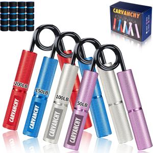 Grip Strength Trainer Set, 50-300LB(6 Pack), Wrist Forearm Strengthener, Metal No Slip, Hand Grip Gripper Strengthener for Strength Training and Exercise, Hand Workout Squeezer Grip Strength (4Pack,50-200lb,Purple+Silver+Blue+Red)