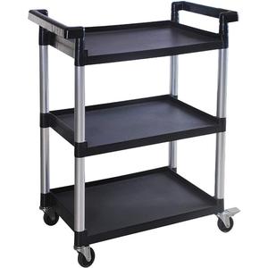 MaxWorks 80774 3-Shelf Utility Plastic Cart with Wheels-225 Lbs Maximum Capacity , Black
