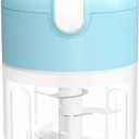 Electric Garlic Chopper & Vegetable Mini Food Processor - Wireless Blender for Ginger, Chili, Onion - Compact & Efficient Kitchen Gadget-veggie chopper 250ML in (Blue)
