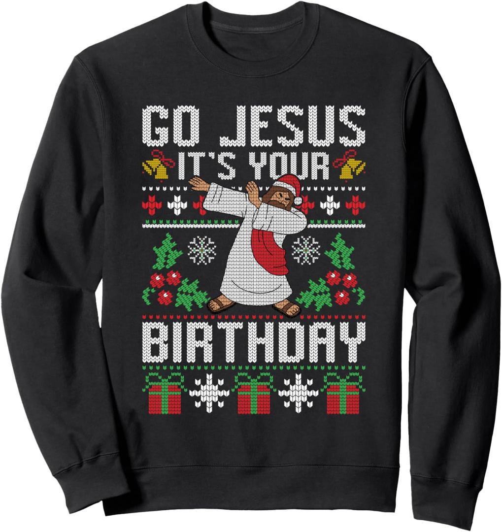Go Jesus It's Your Birthday Ugly Christmas Sweater Christian Sweatshirt, Size M