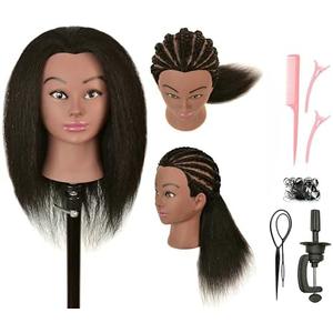 LOHXINHAIR Real 100% Human Hair Mannequin Head with Stand for Hairdresser Practice Braiding Styling Cosmetology Manikin Doll Training Head
