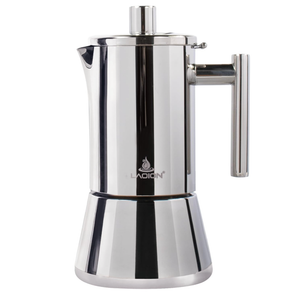 LAOION Stovetop Espresso Maker, 6Cup 10 oz Moka Pot, Stainless Steel Cuban and Italian Coffee Maker for Cafetera Cubana, Greca De Cafe Induction Stovetop Compatible, Coffee Gift for Home Travel