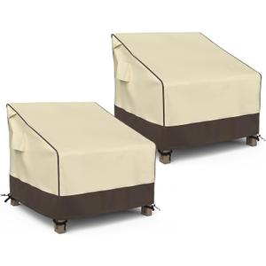 MR. COVER Patio Chair Covers Waterproof, Outdoor Furniture Covers for Rocking Chair, Heavy Duty Anti UV Chair Cover, Fits up to 38"W x 40"D x 34"H, Air Vent and Handles Included, Brown & Khaki, 2 Pack