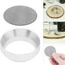 51mm Espresso Dosing Funnel and Puck Screen, Magnetic Espresso Coffee Dosing Ring, Reusable 1.7mm Thickness Espresso Puck Screen 316 Stainless Steel Fits 51mm Portafilter (grey+silver)