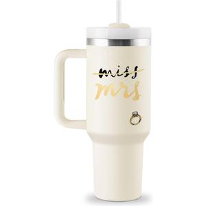 Bridal Shower Gifts for Bride to Be Bride Gifts Bachelorette Gifts for Brides Engagement Gift for Women Future Mrs 40oz Travel Cup Insulated Tumbler with Lid & Straw