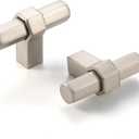 10 Pack T-bar Brushed Nickel Cabinet Knobs Satin Nickel Drawer Knobs Silver Cabinet Pulls AK1310 Solid Kitchen Hardware for Cabinets Drawers Bedroom Dresser Bathroom Vanity Cupboard