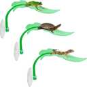 2 x Tree Frog Tank Accessories & Turtle Basking Platform 3PCS Set Leaf Decor - Reptile Habitat Decoration, Terrarium Accessories with Suction Cups for Turtles, Frogs, Geckos & Toads (Leaf)