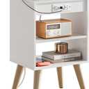 WLIVE White Nightstand, Bedside Tables, Night Stand with Charger Station, Side Table with Storage Shelf, End Table with USB Ports and Outlets for Bedroom, 15.12" D x 11.73" W x 23.74" H