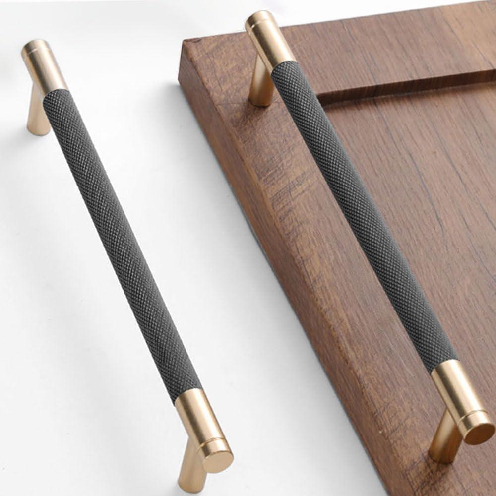 12 Pack 7 1/2 Inch 192 mm Gold and Grey Cabinet Handles Cabinet Pulls Aluminum Handles Knurled Drawer Pulls Oxidation Finish with Diamond Pattern 8.6" Length (7.5" Hole Center)