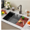 33 Inch Black Undermount Kitchen Sink Single Bowl Kitchen Stainless Steel Sink with Cutting Board,(Black, 33x19x10 Inch)