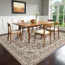 Dining Room Rugs for Under Table - Washable 6x8 Area Rug for Living Room Bedroom Soft Low Pile Non Slip Stain Resistant Carpet - Perfect for Homes with Pets & Kids (Beige, 6x8)