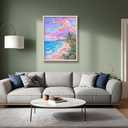 Beach Picture Wall Art for Home Decor Bay Coastal View Poster Summer Wall Decor Beach Oil Painting Canvas Prints for Living Room Bedroom Bathroom Decorations 16 24 in (Unframed)