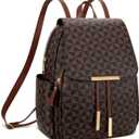 KKXIU Backpack Purse for Women - Stylish Travel Daypack for Ladies, Leather Women Purses with Multiple Pockets for Work, College, Gift Ideas (Brown Checkered)