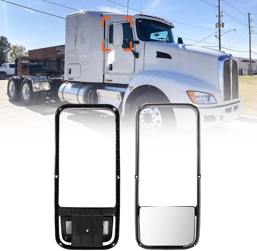Mirror Glass for Kenworth T660 T600 T370 Defrost Heated Lower Mirror Glass for Kenworth T660 T600 T370 Replacement Driver/Left & Passenger/Right Universal Side