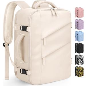 Capolo Travel Backpack for Women Men Waterproof Laptop Backpack Flight Approved Carry On Backpack Overnight Weekender Bag College Bookbag for Business, Work, Traveling Fits 15.6 '' Laptop,Beige