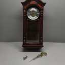 SEIKO Stately Dark Brown Solid Oak Case Wall Clock with Pendulum and Chime