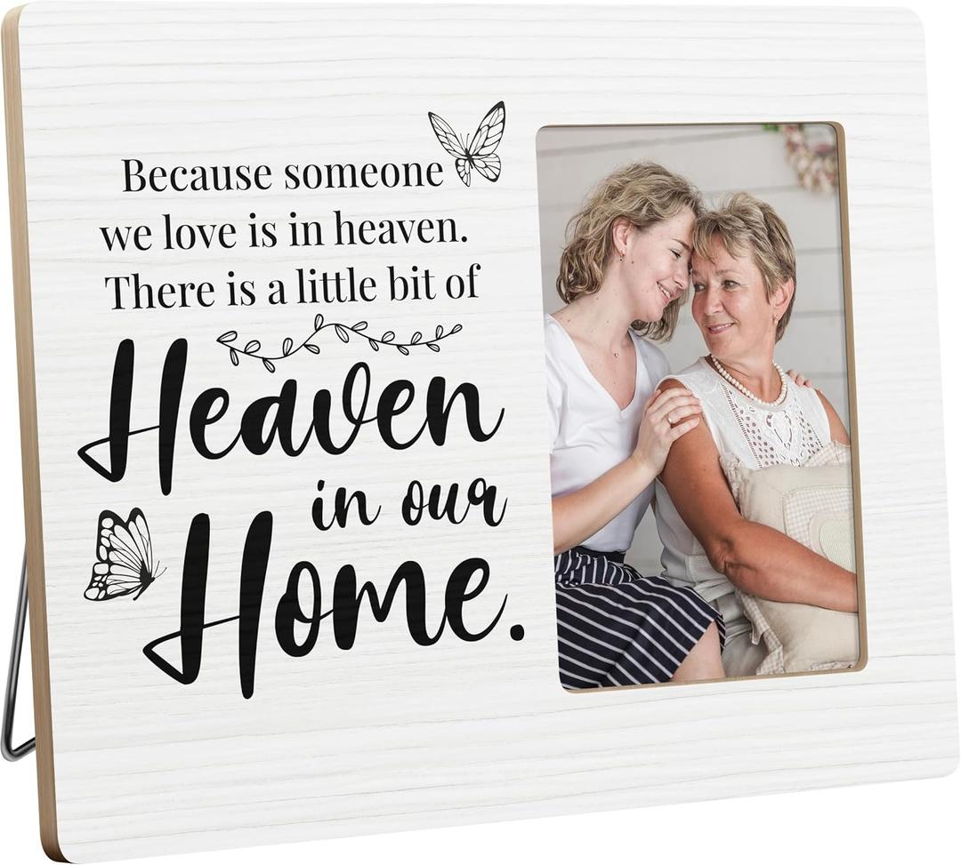 Memorial Gifts for Loss Loved One, Sympathy Picture Frame, Because Someone We Love Is in Heaven, 4x6 Inch Photo