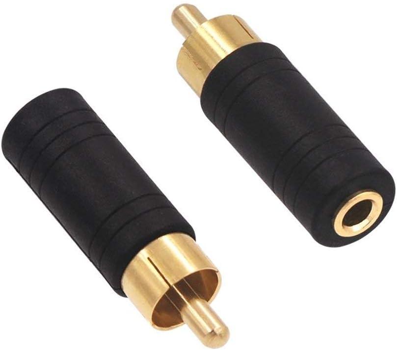 VCE 2-Pack Gold Plated 3.5mm 1/8 inch Female Mono Jack to RCA Male Adapter