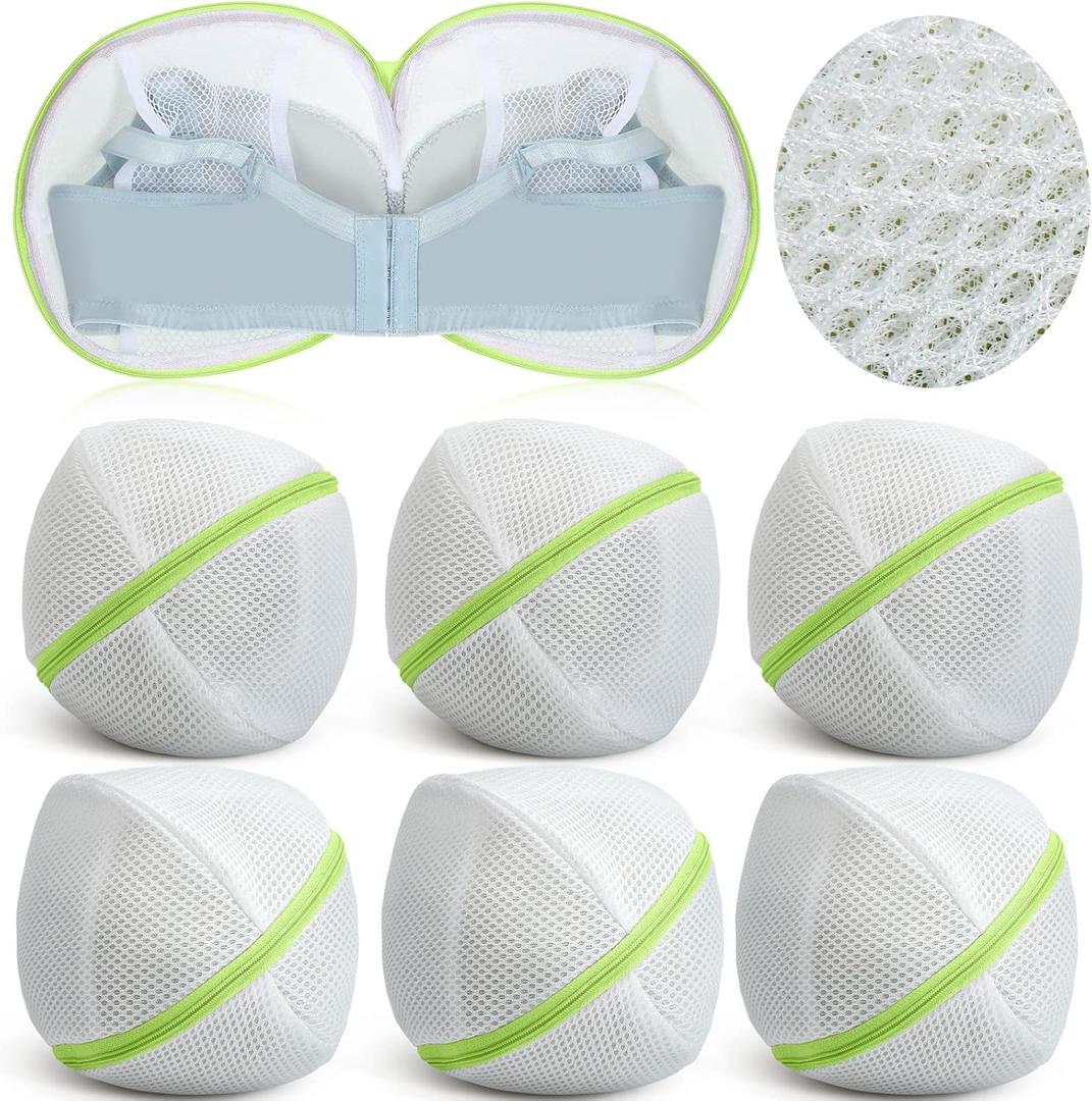 Shappy 6 Pieces Bra Washing Bag for Laundry Mesh Wash Lingerie Underwear Brassiere Washing Bags with Zipper for Women Laundry Storage (7.87 Inch,Green)