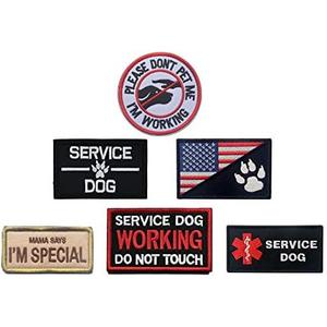 Antrix 6 Pieces Service Dog Patch for Dog Vest, Removable Working Training K9 Police Dog Patches Hook & Loop Dog Patch for Medium and Large Dogs Vests Dogs Harnesses Dogs Collar