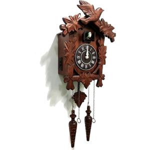 Rylai Cuckoo Clock Vintage Large Wooden Wall Clock Handcrafted 13x9.5 Inch Brown