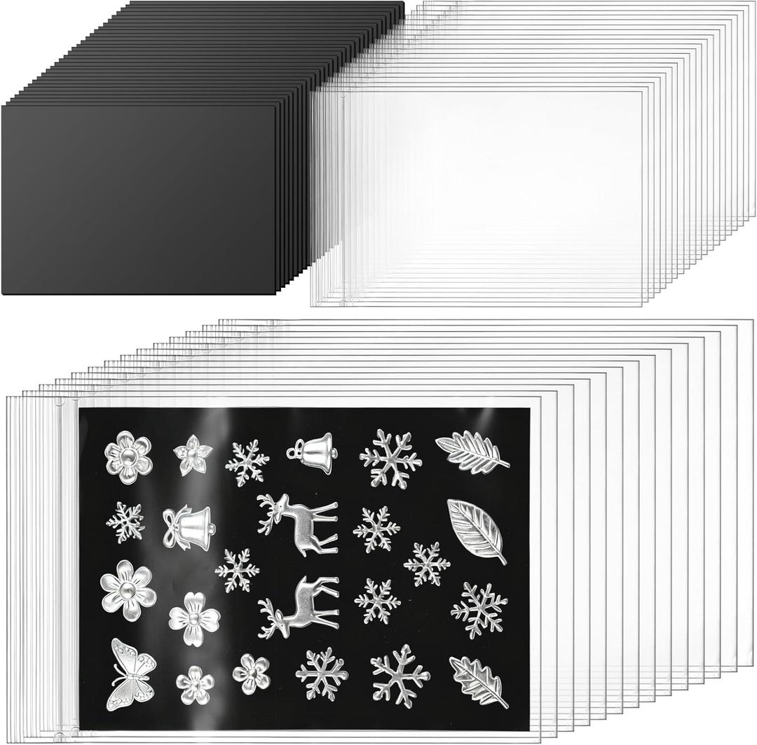 Fuyoooo 200 Pcs Magnetic Sheets for Die Cut Storage Stamp and Die Storage Bag, Rubber Magnetic Sheets Magnet Panels for Card Making Craft DIY Scrapbooking