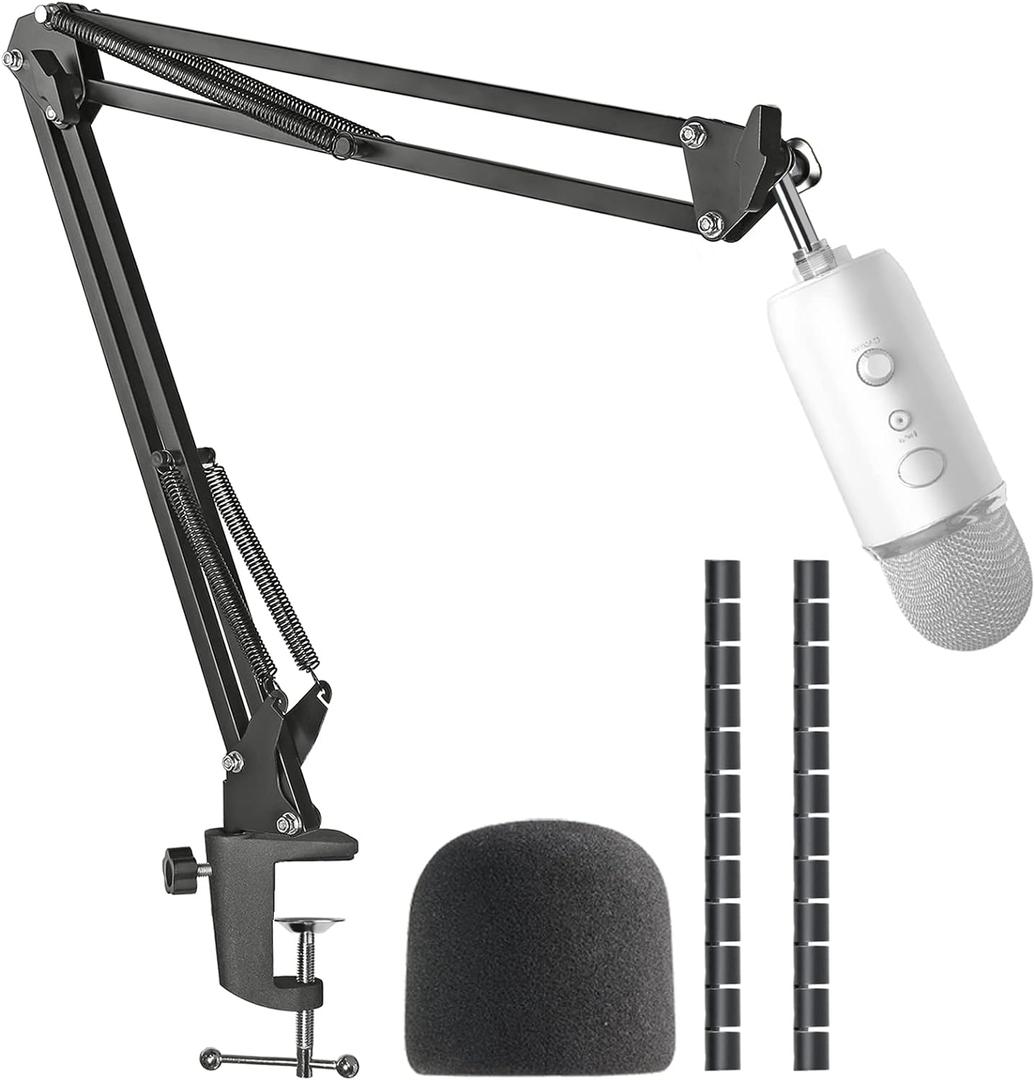 SUNMON Blue Yeti Microphone Boom Arm Stand with Pop Filter, Compatible with Blue Yeti Mic